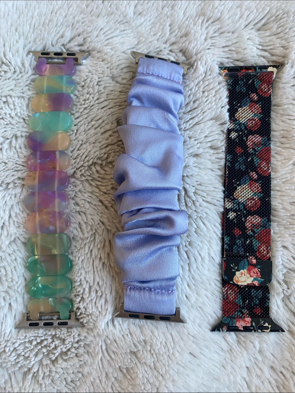Three Interchangeable Apple Watch Bands - Pastel, Lavender, Floral